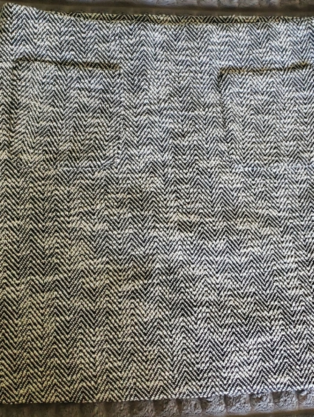 LOFT Black and White Herringbone Waistband Skirt